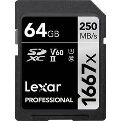 Lexar Professional Silver 64GB SDXC 250MB/s UHS-II Memory Card - V60