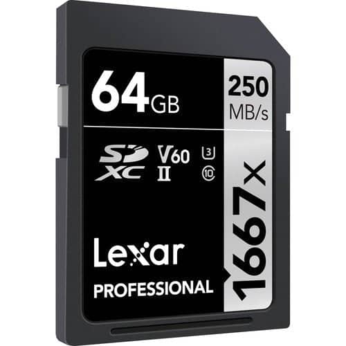 Lexar Professional Silver 64GB SDXC 250MB/s UHS-II Memory Card - V60