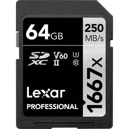 Lexar Professional Silver 64GB SDXC 250MB/s UHS-II Memory Card - V60