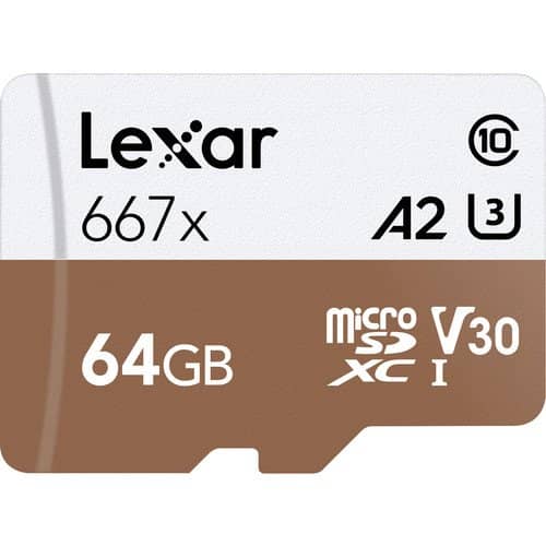 Lexar Professional Green 64GB microSDXC 100MB/s UHS-I Memory Card with SD Adapter - V30