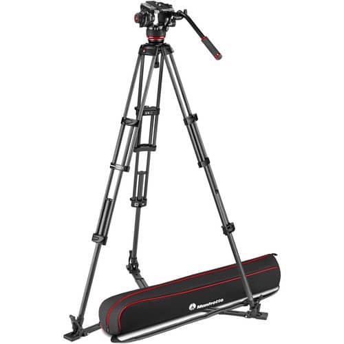 Manfrotto 504X Fluid Video Head & MVTTWINGC Carbon Fiber Tripod with Ground Spreader