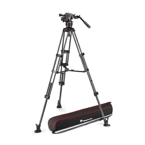 Manfrotto Nitrotech 608 version Video Tripod Kit (3 Sec - Twin Carbon Fibre) (Mid-Spreader)