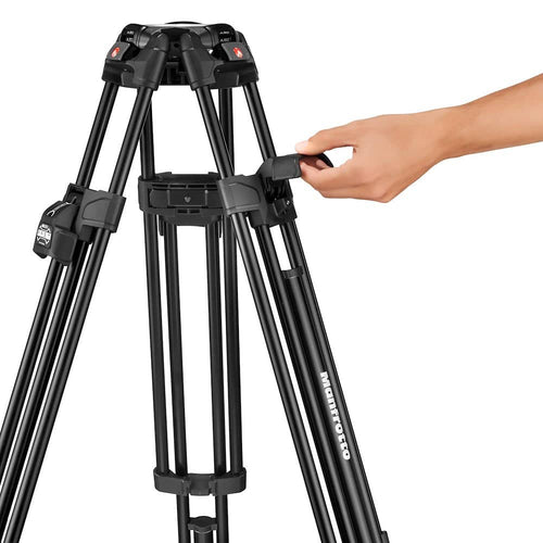 Manfrotto Tripod Vid 645 TwinLegFast Alu 100mm bowl and 75mm adp 25kg Payload incl mid spreader