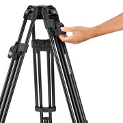 Manfrotto Tripod Vid 645 TwinLegFast Alu 100mm bowl and 75mm adp 25kg Payload incl mid spreader