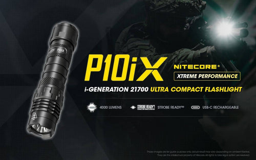 Nitecore P10iX compact 4000 lumen 158m USB-C rechargeable tactical floodlight