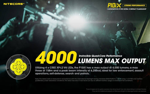 Nitecore P10iX compact 4000 lumen 158m USB-C rechargeable tactical floodlight
