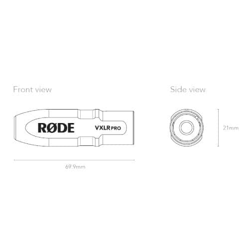 Rode VXLR Pro Transformer-Balanced 3.5mm to XLR Adaptor Dimension