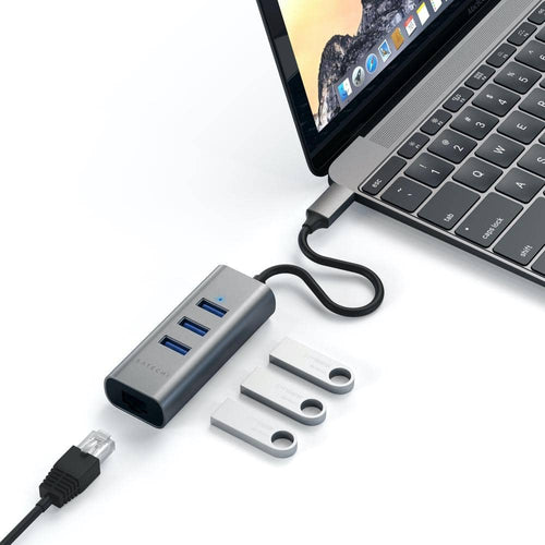 Satechi USB-C 2-in-1 USB 3.0 3-Port Hub & Ethernet - Space Grey