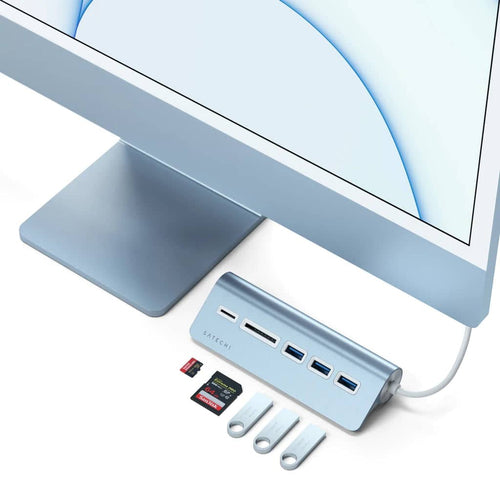 Satechi USB-C Aluminium USB Hub & Card Reader (Blue)