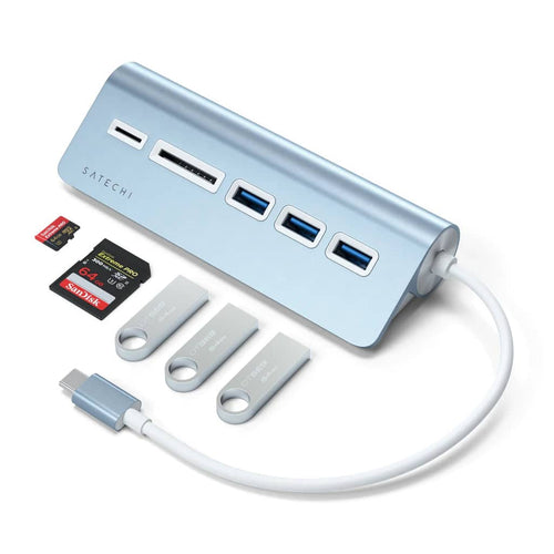 Satechi USB-C Aluminium USB Hub & Card Reader (Blue)