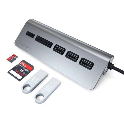 Satechi USB-C Aluminium USB Hub & Card Reader (Space Grey)
