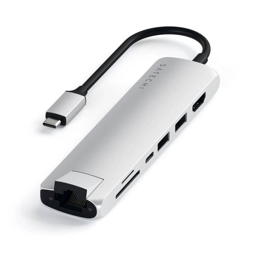 Satechi USB-C Slim Multiport with Ethernet Adapter - Silver