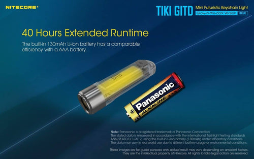 Nitecore TIKI GITD Blue glow in the dark 300 lumen keychain light