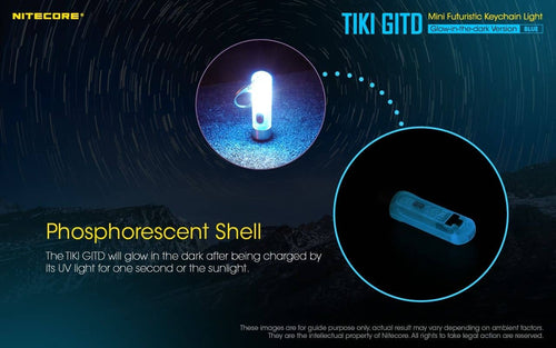 Nitecore TIKI GITD Blue glow in the dark 300 lumen keychain light