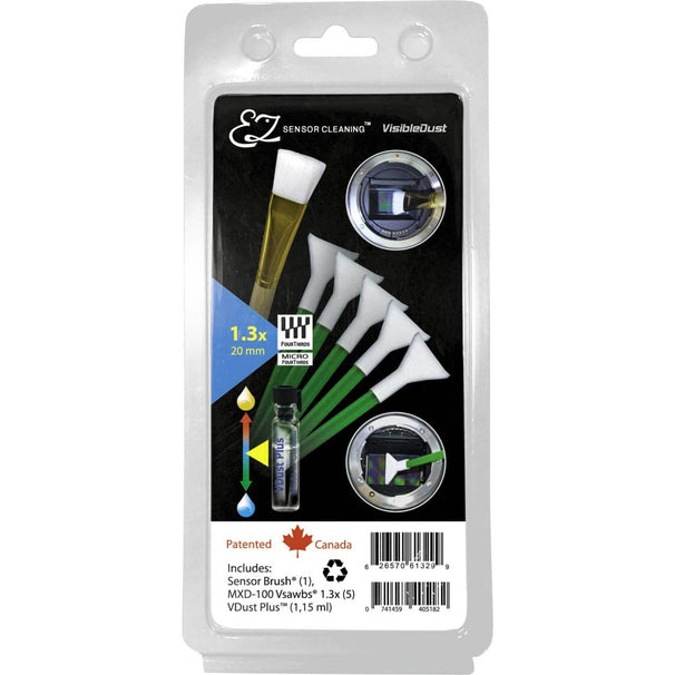 VisibleDust EZ Sensor Cleaning Kit PLUS with VDust Plus, 5 x Green 1.3x Vswabs and Sensor Brush
