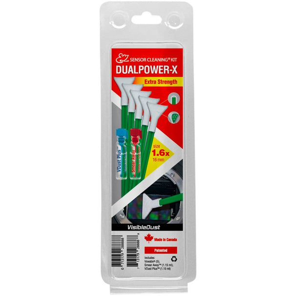 VisibleDust EZ Sensor Cleaning Kit DUALPOWER-X Extra Strength with 5 MXD-100 Green 1.6x Vswabs